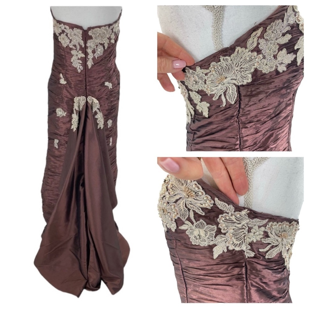 Jovani Sweetheart Strapless Beaded Gown Dress Small Bronze - Picture 16 of 16